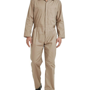 2023 New Men's Long Sleeve Coverall Overall Snap & Zip-Front Basic Blended Coverall Mechanic Work Uniform Jumpsuit