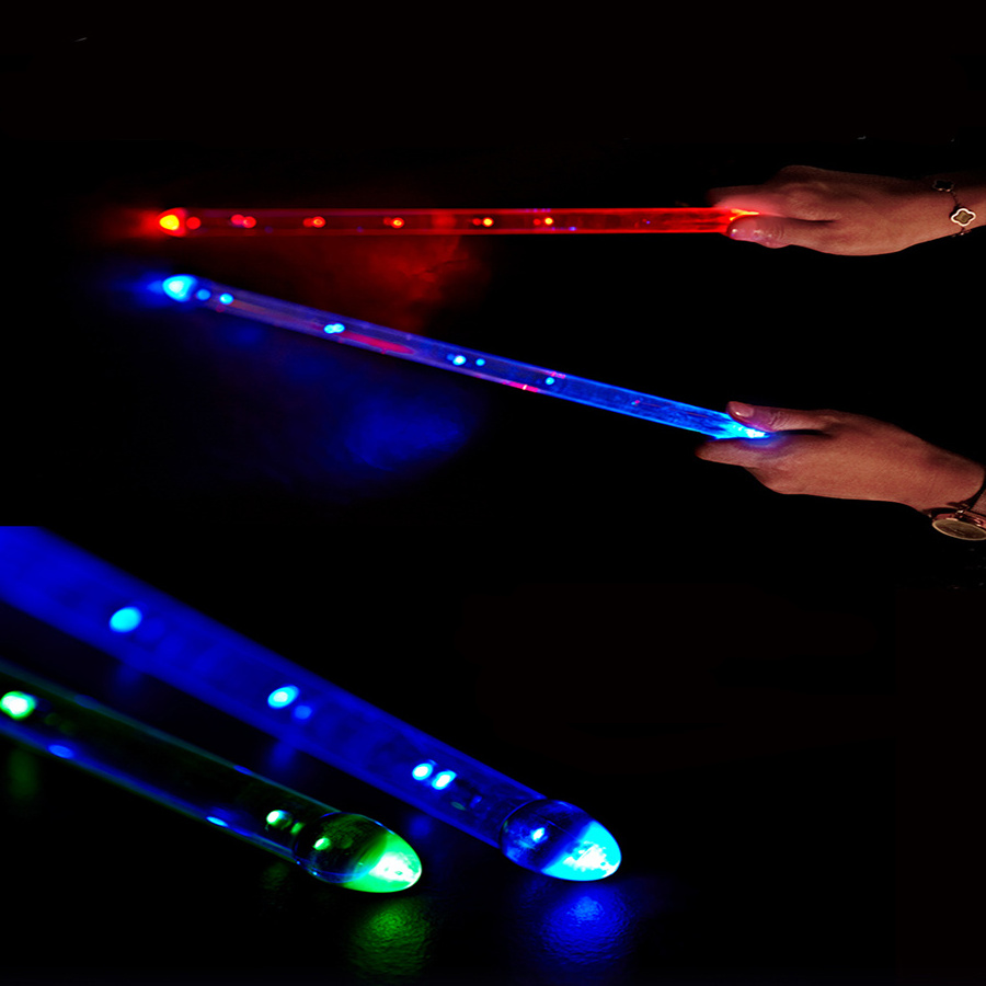 Multi Color Luminous Drum Stick 5A LED Light up with Switch USB Rechargeable Drumsticks