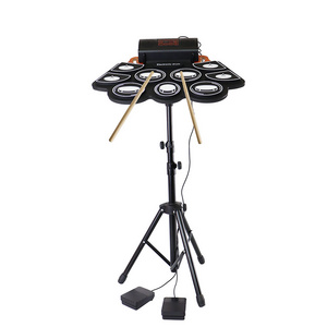 Electric Drum Set With 9 Thickened Practice Drum Pad Roll Up Electronic Drum Kit With Build in Speaker