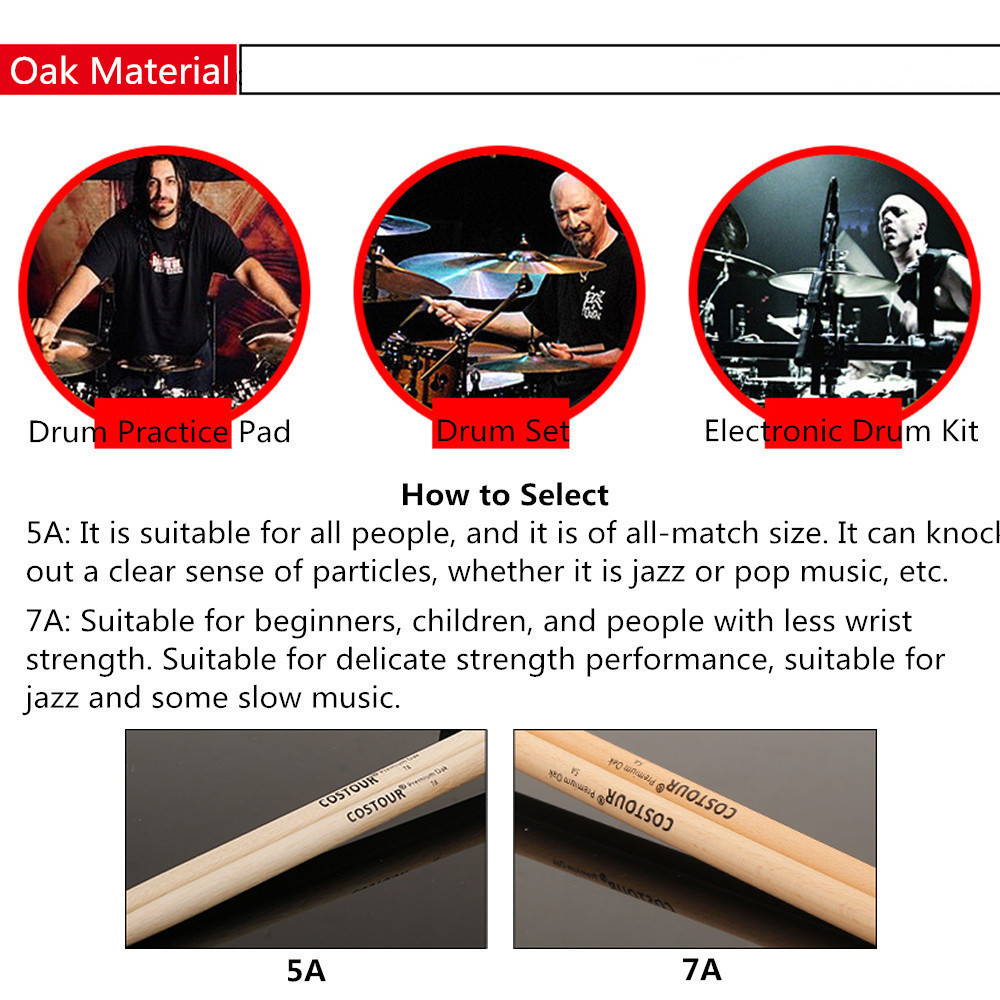 Factory quality 5A 7A premium oak Drumsticks Drum stick