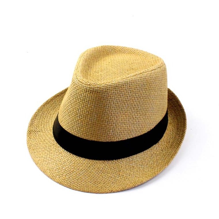 Wholesale cheap customized ribbon gentlemanly men straw fedora hats