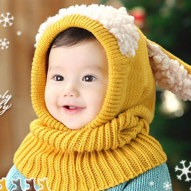 Children Hats Fall Winter Cute Rabbit Ears Baby Keep Warm Knitted Hat