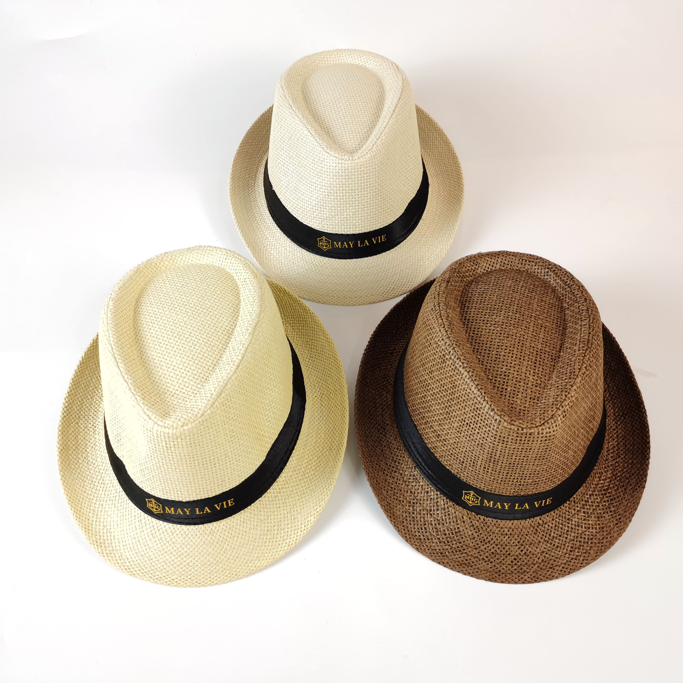 Wholesale cheap customized ribbon gentlemanly men straw fedora hats