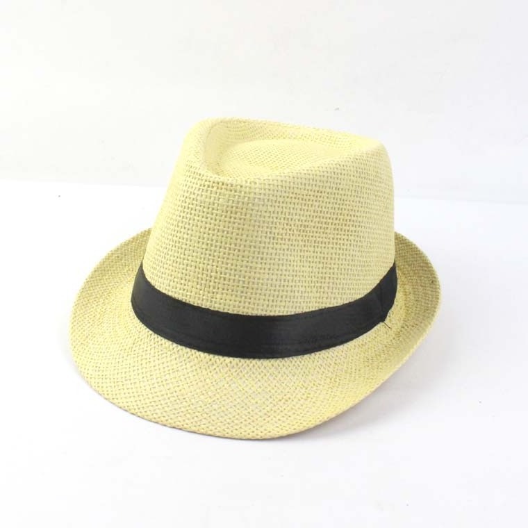 Wholesale cheap customized ribbon gentlemanly men straw fedora hats