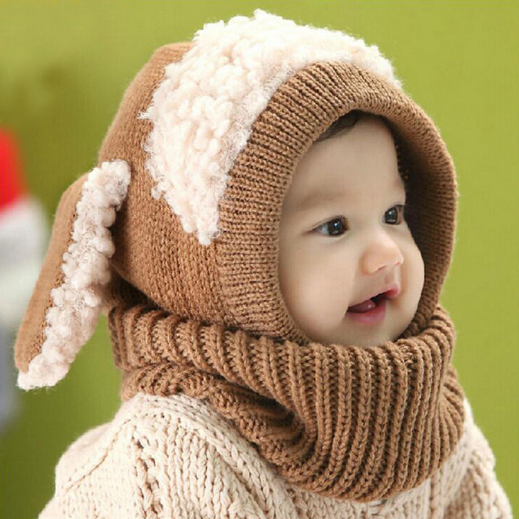 Children Hats Fall Winter Cute Rabbit Ears Baby Keep Warm Knitted Hat