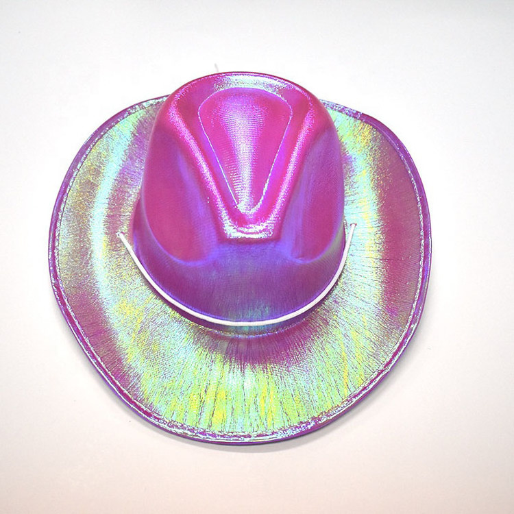 Halloween decoration party hat waterproof light up cowboy hat pink