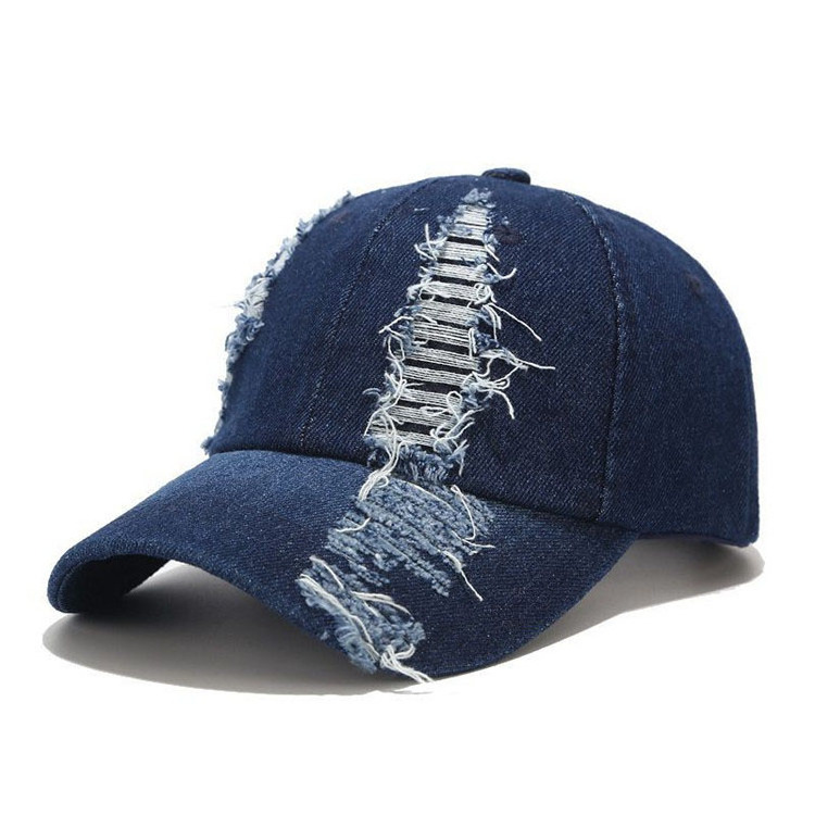 custom made women female moisture wicking quick dry denim sport baseball hat usa unisex ripped head cap with logo for men