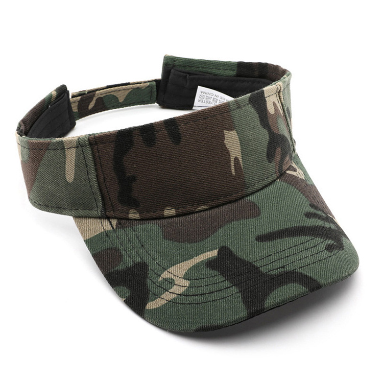 suppliers custom simple style girl large cotton summer visor hat women colorful camo beach sun covers open top hat