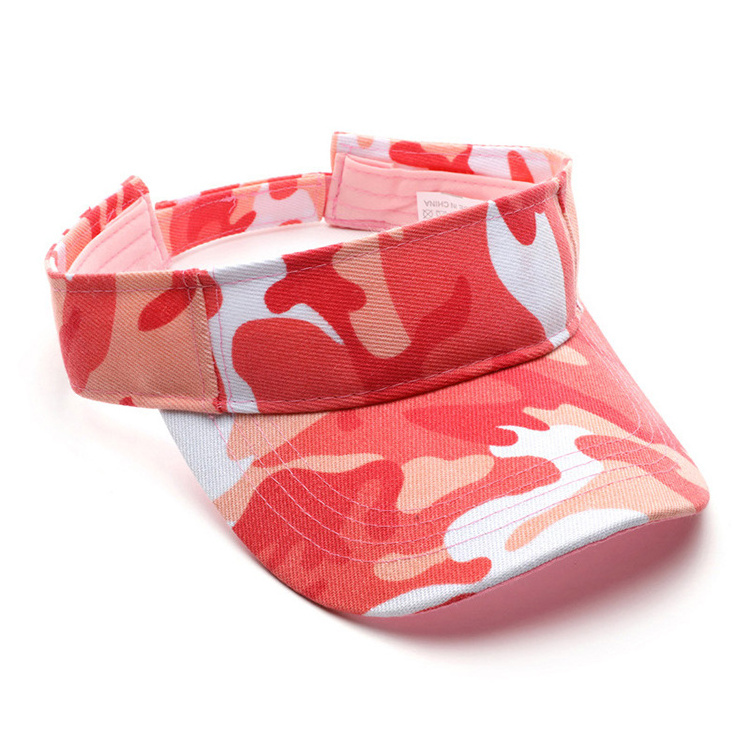 suppliers custom simple style girl large cotton summer visor hat women colorful camo beach sun covers open top hat