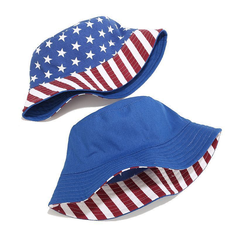 Unisex American flag pattern printed custom embroidery reversible bucket hat