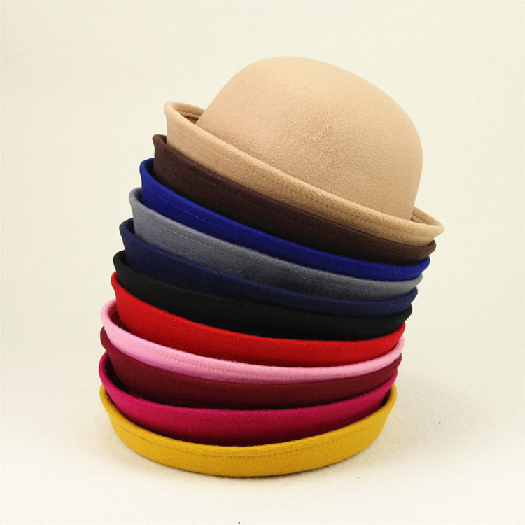 Wholesale stylish customized felt round hat custom womens fedora hat