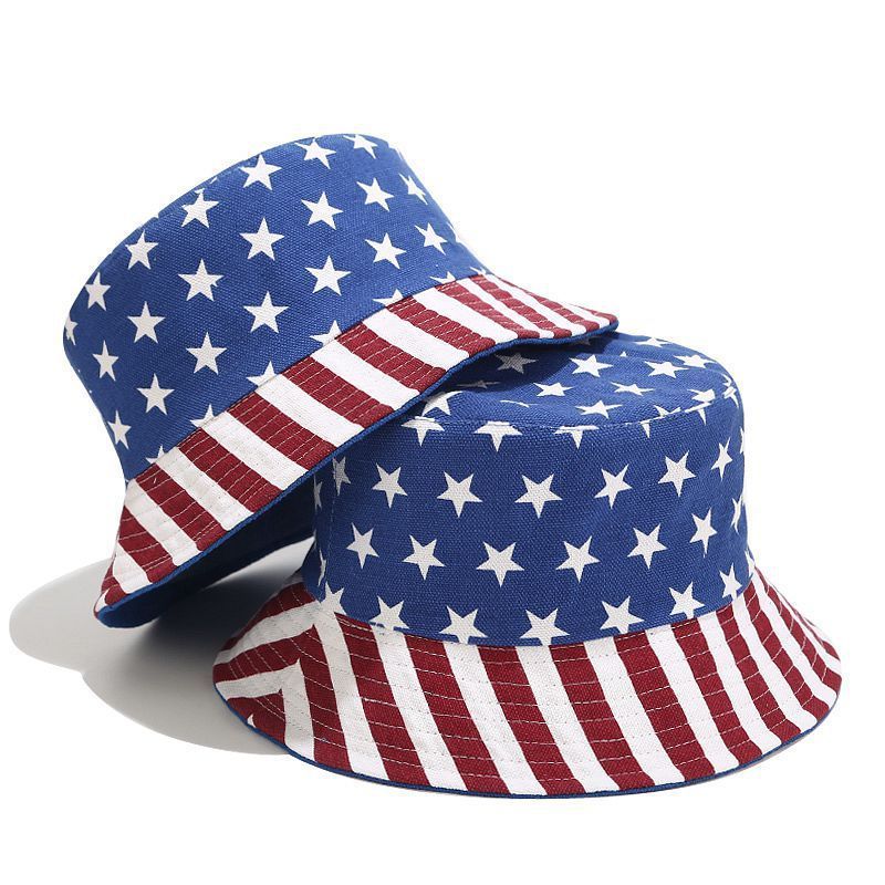 Unisex American flag pattern printed custom embroidery reversible bucket hat