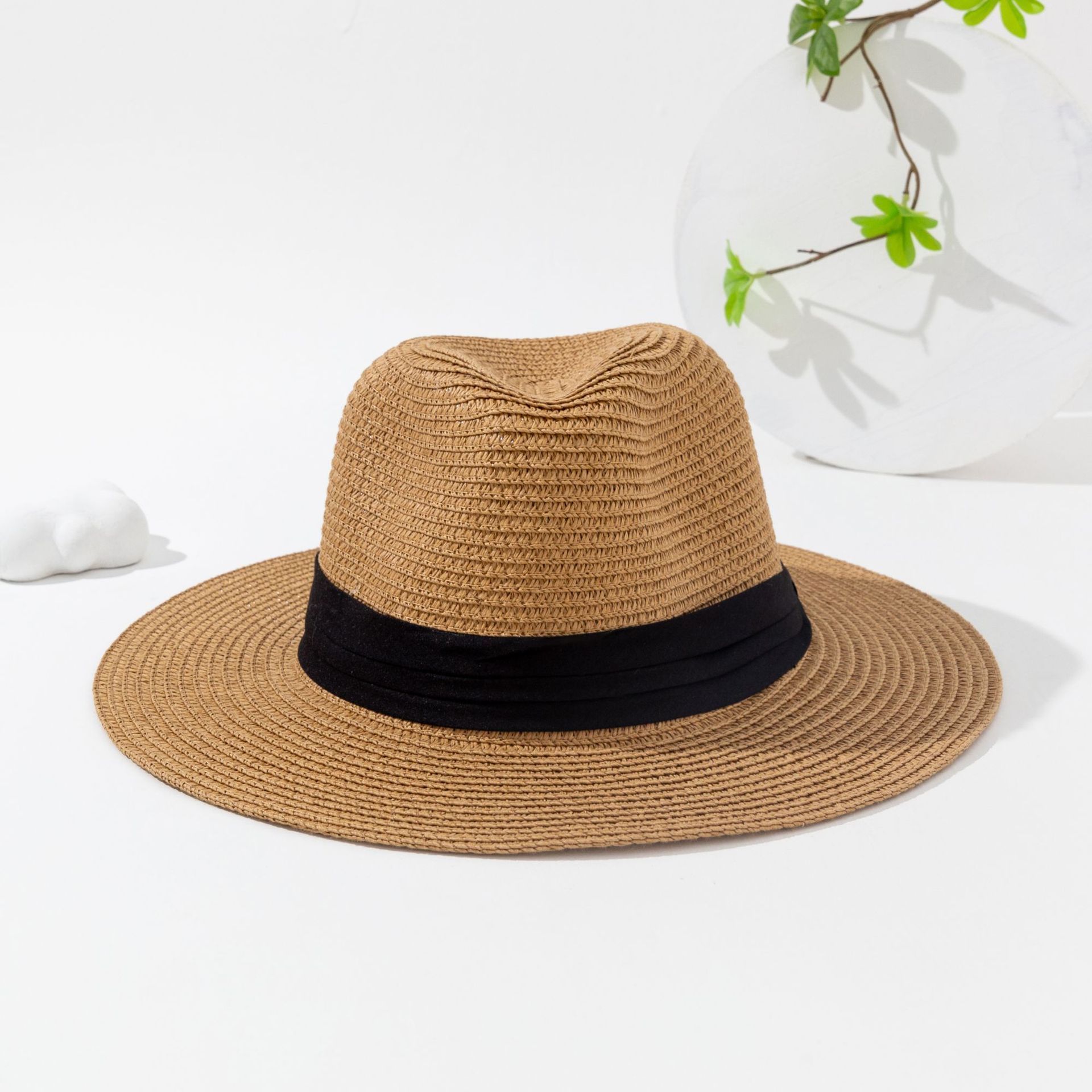 Wholesale beach panama hats custom summer women men bulk paper straw hat