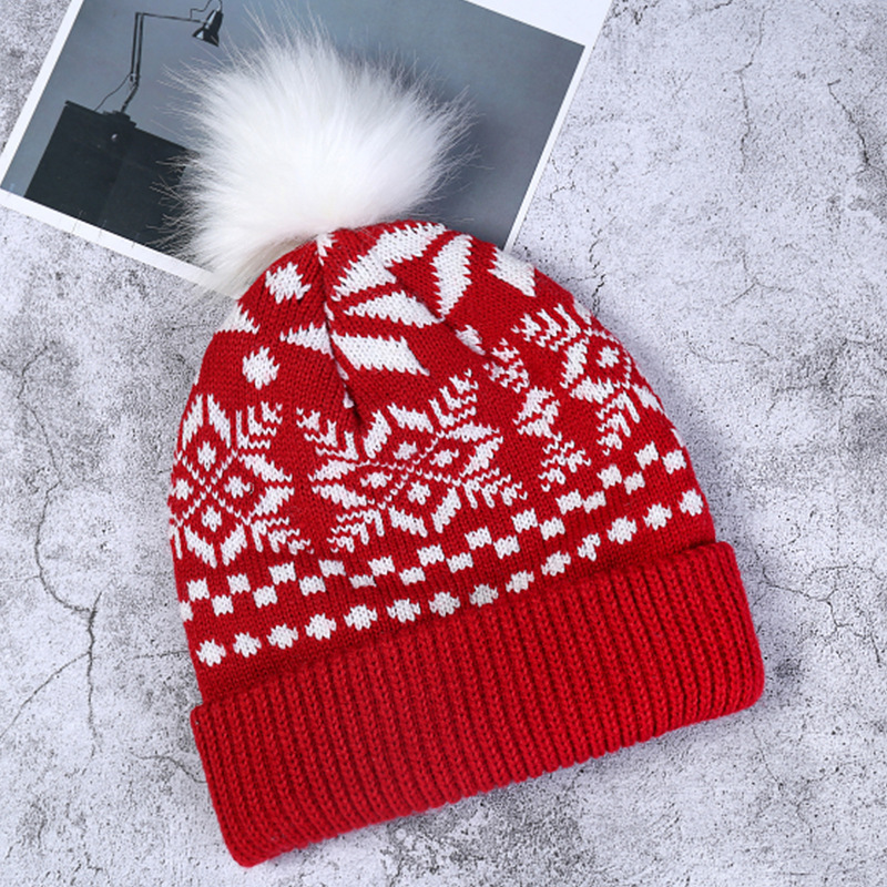 High quality christmas hat winter warm acrylic pom pom knitted beanie