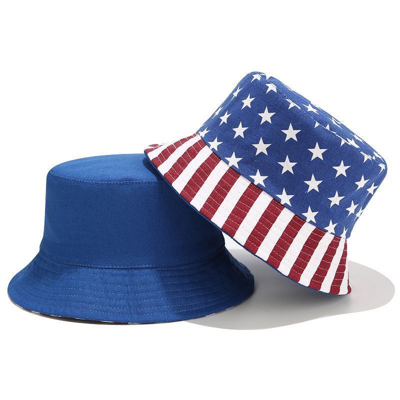 Unisex American flag pattern printed custom embroidery reversible bucket hat