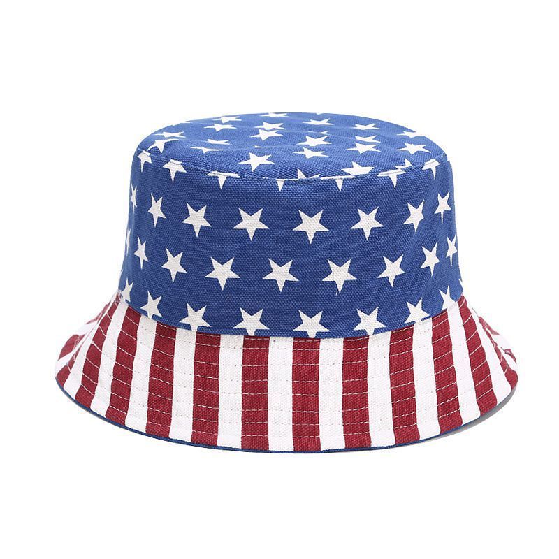 Unisex American flag pattern printed custom embroidery reversible bucket hat