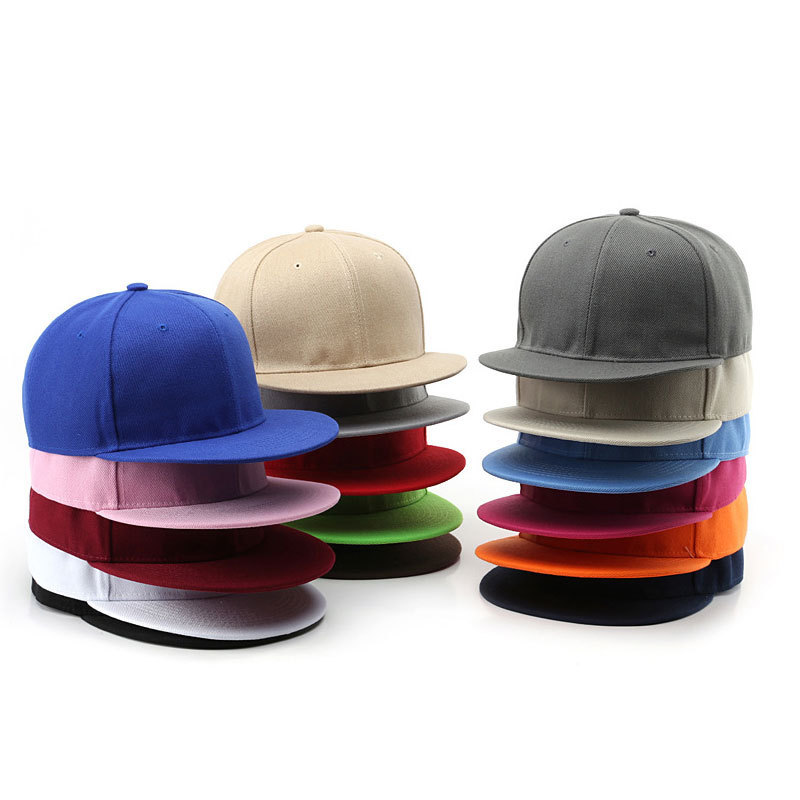 Adjustable Flat Hip Hop Hats Plain 6 Panel Blank Custom Snapback Caps Hat with Embroidery Logo