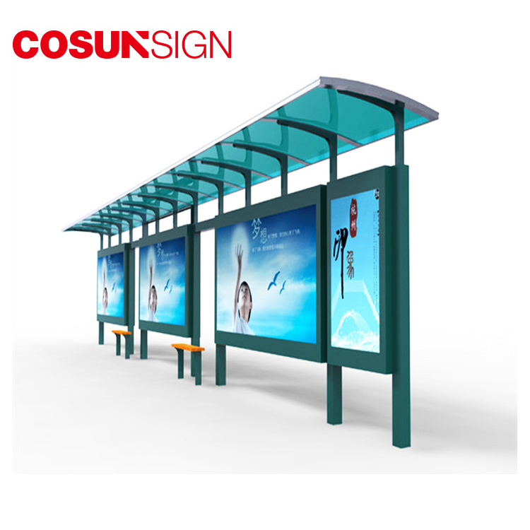 Prefab Metal Solar Bus Stop Shelter OEM Design Solar Bus Stop Shelter Modular Metal Solar Bus Stop Shelter