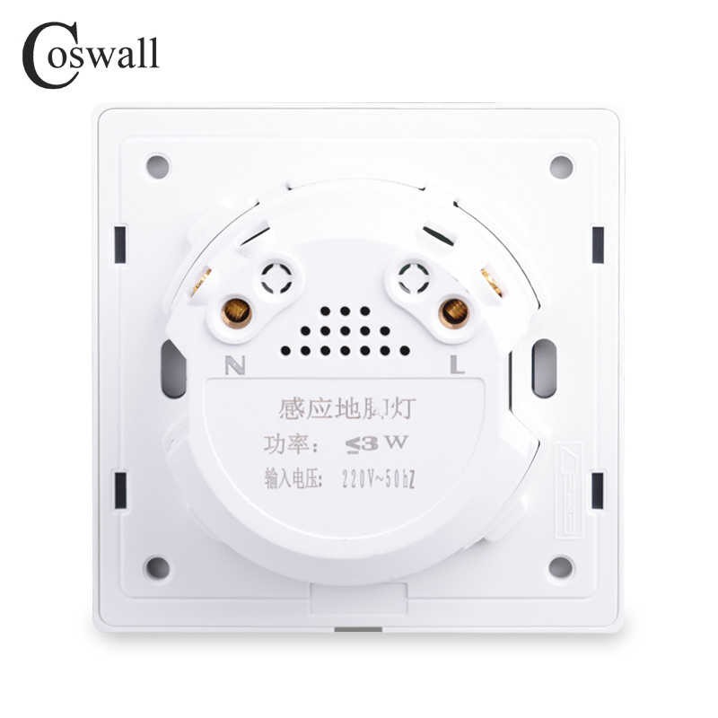 COSWALL Luxury Glass Panel Human Sensing Footlights Wall Light Switch  Electric Interruptor Black Grey White