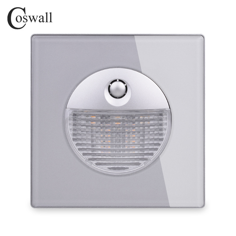 COSWALL Luxury Glass Panel Footlights Wall Step Light Switch Electric Interruptor