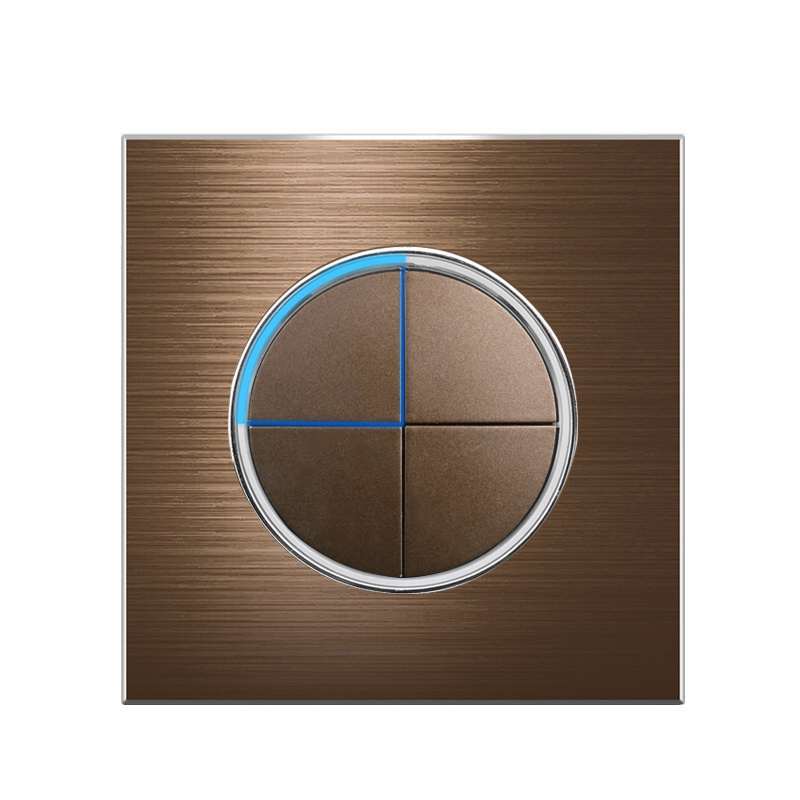 COSWALL Luxury Aluminum Panel LED Indicator Button Wall Light Switch 4 Gang 1 Way Electric Interruptor Black Grey Gold Brown