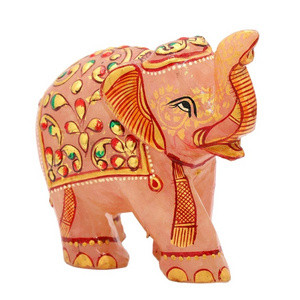 Elephant Crystals Decor Pocket Polished Natural Stone Statue Cute Hand-Carved Sculpture Office Room Desk Decor