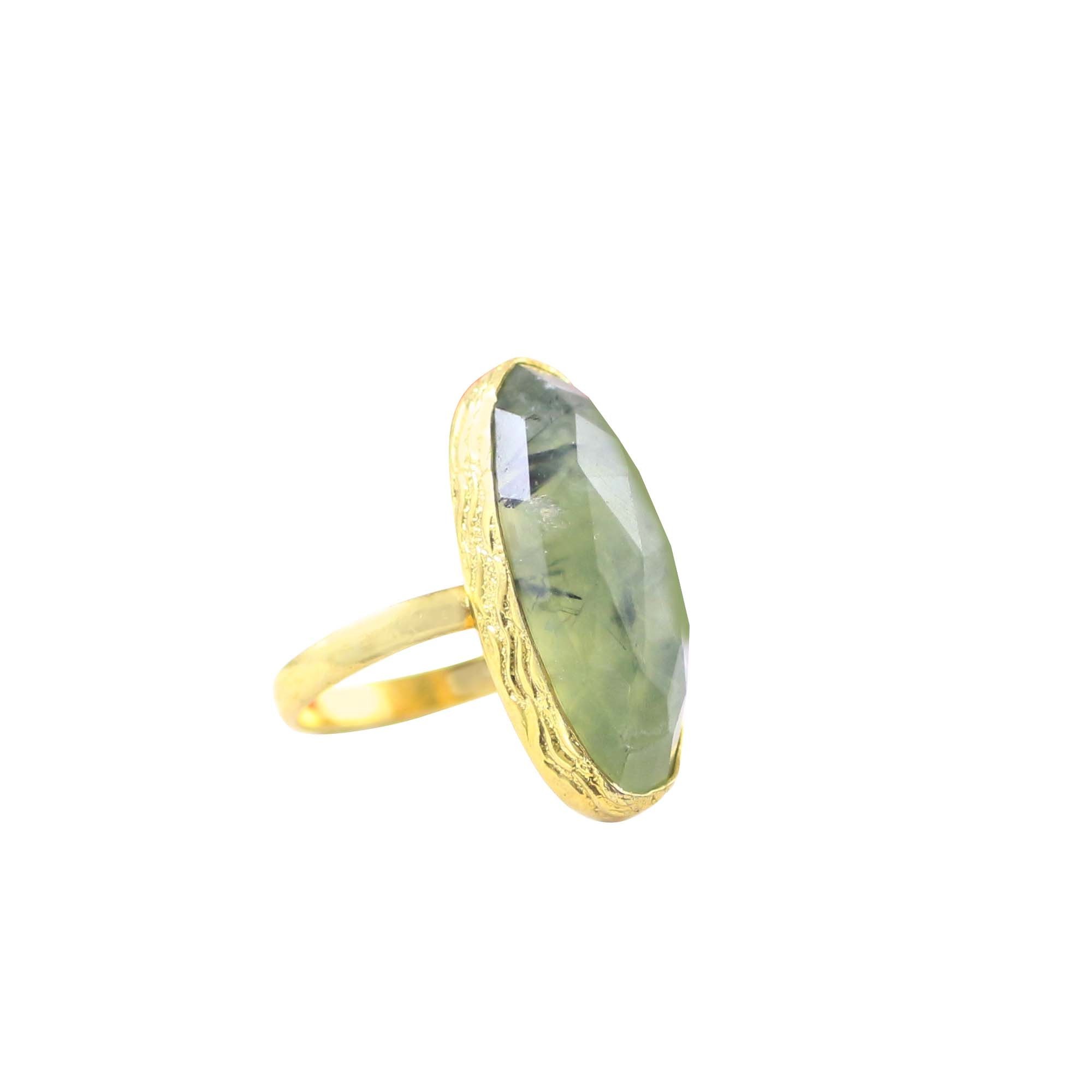 Natural Gemstone Light Green Grape Color 925 Sterling Silver Crystal Quartz Prehnite Stone Ring for Woman fashion jewelry