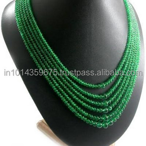 Natural Emerald Multi Strand Bead Necklace