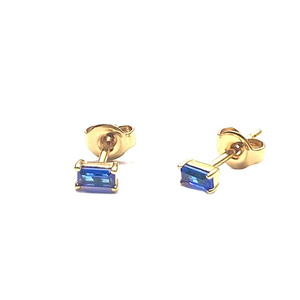 925 Sterling Silver tanzanite baguette Cut Blue Diamond Fine Jewelry Post Earrings