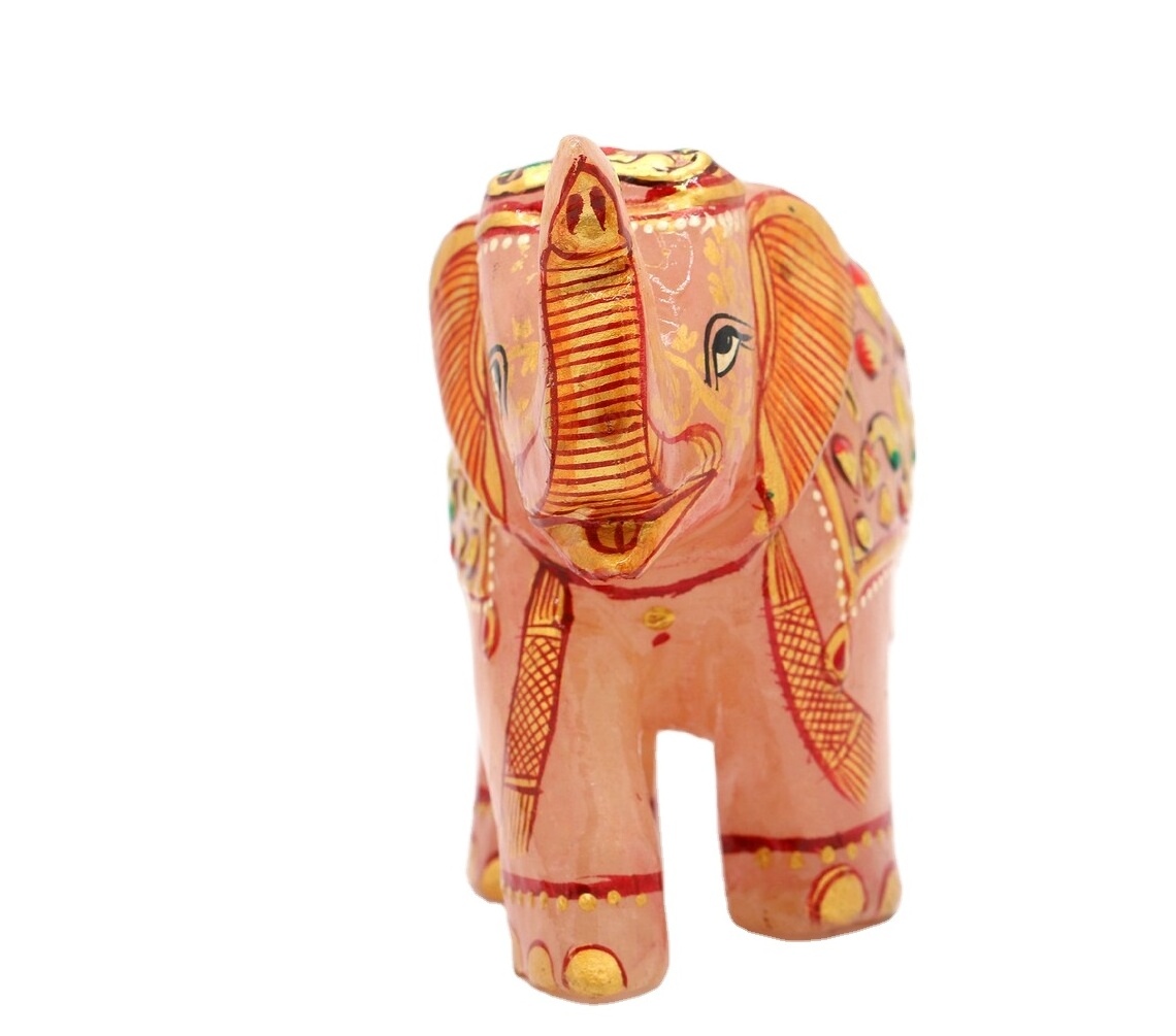 Elephant Crystals Decor Pocket Polished Natural Stone Statue Cute Hand-Carved Sculpture Office Room Desk Decor