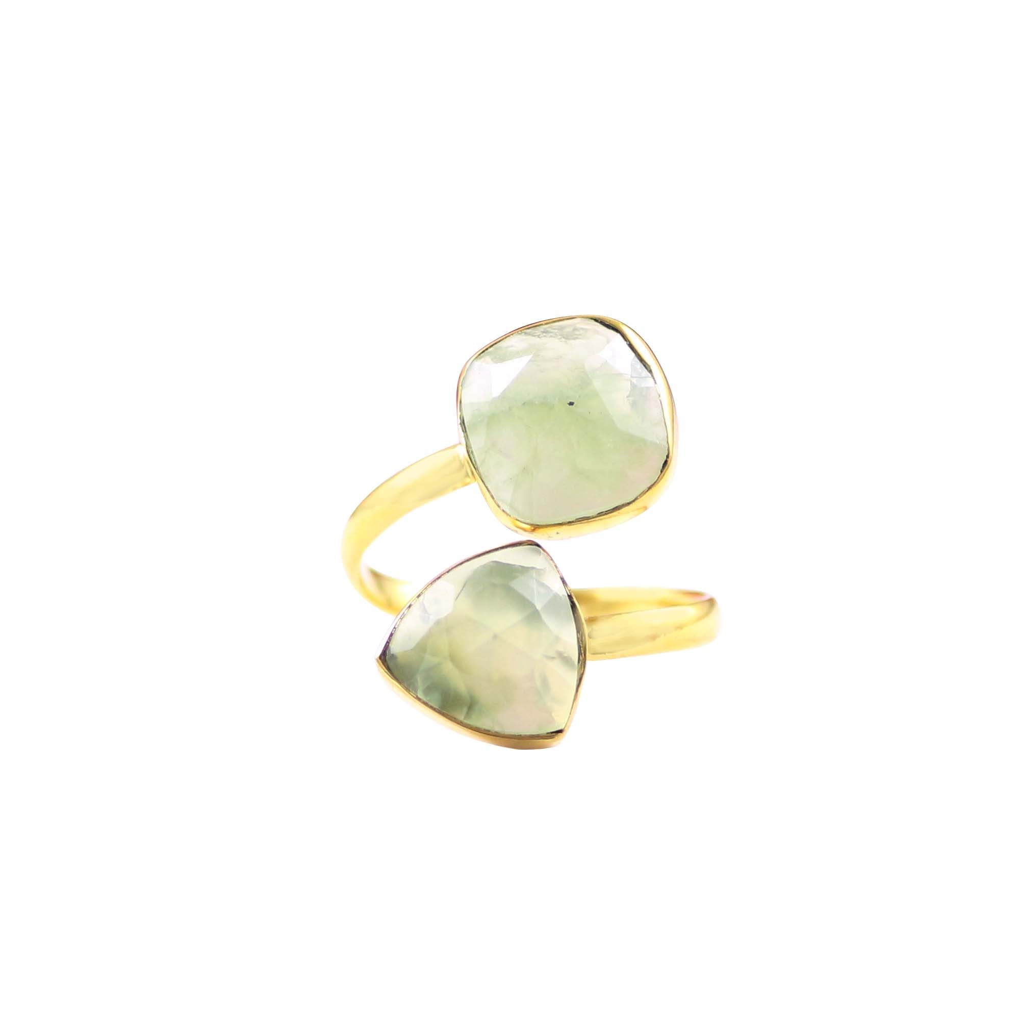 Natural Gemstone Light Green Grape Color 925 Sterling Silver Crystal Quartz Prehnite Stone Ring for Woman fashion jewelry