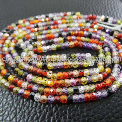 Natural Zircon Faceted Rondelle Multi color disco Beads 3 MM Size Strand Loose Gemstone Roundel Beads