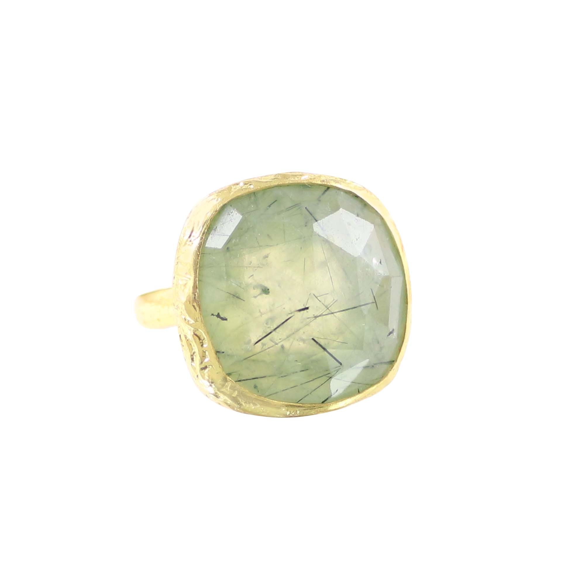 Natural Gemstone Light Green Grape Color 925 Sterling Silver Crystal Quartz Prehnite Stone Ring for Woman fashion jewelry