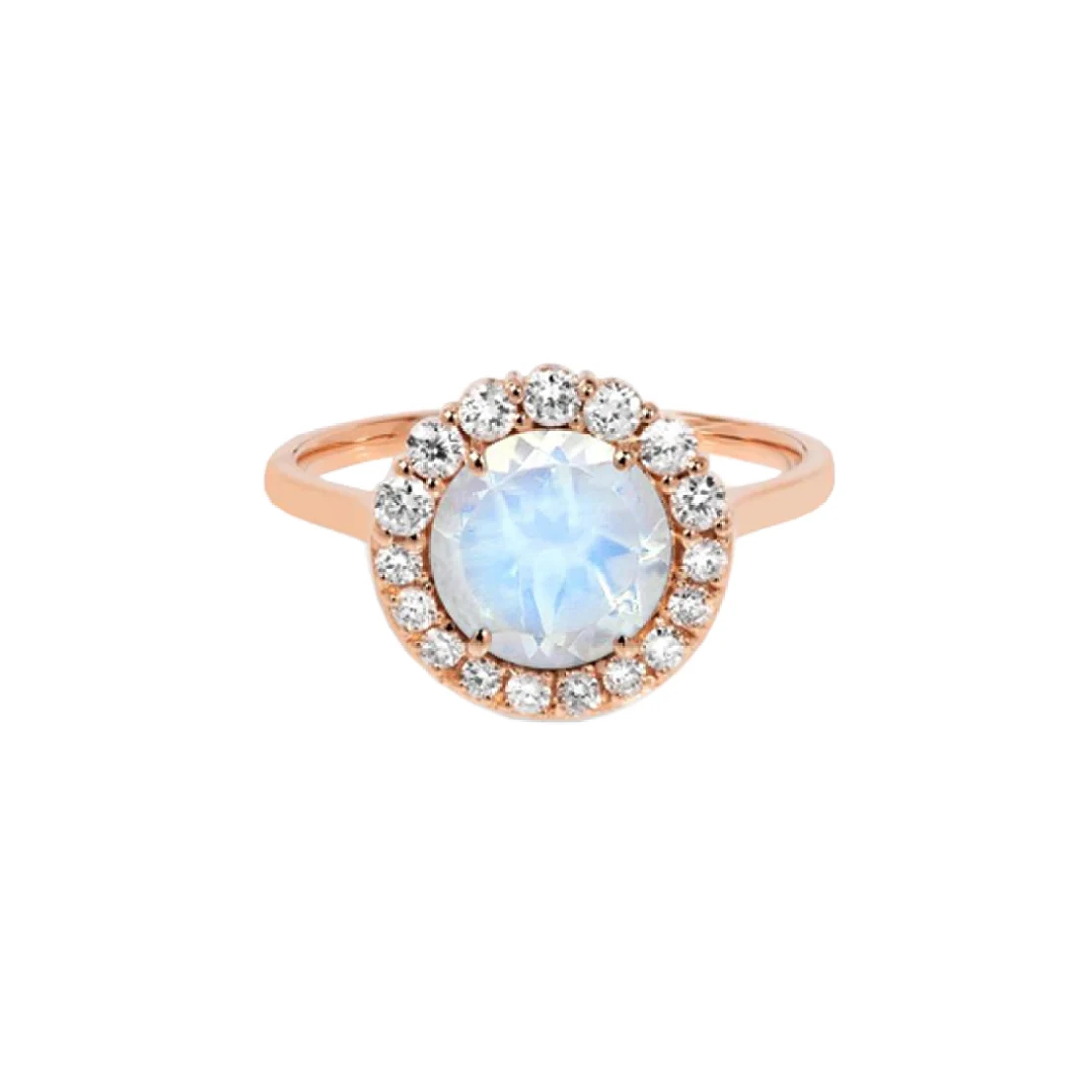 Rainbow Moonstone Pave CZ Silver 925 Gold Diamond Cocktail Statement for Women Fine Jewelry Rings