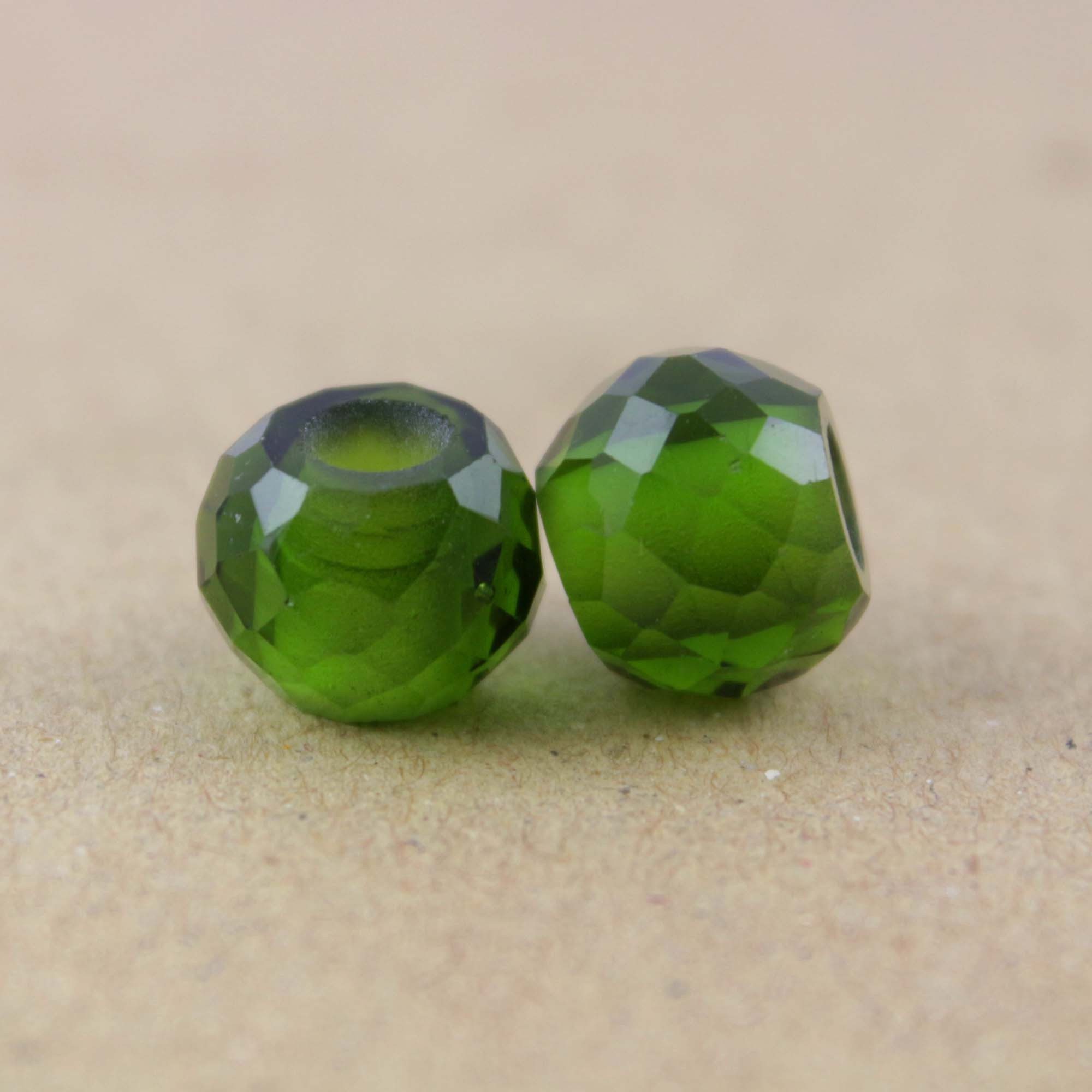 Peridot hydro rondelle Faceted gemstone  crystals healing stones handmade big hole crystals beads