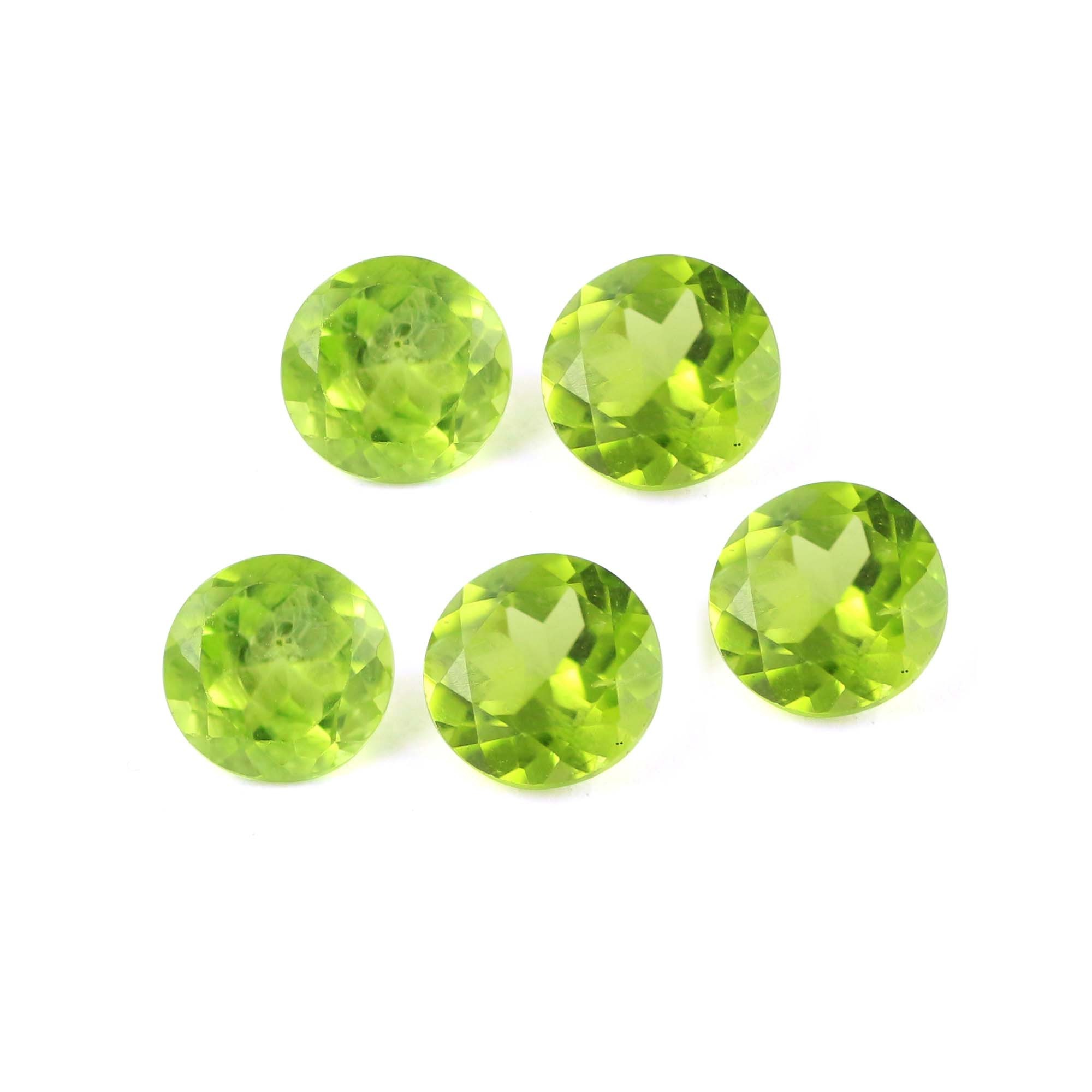 Natural Apple Green High Clarity Peridot Faceted Round Cut Birth Gemstone Healing Crystal Loose Stone Jewelry Making