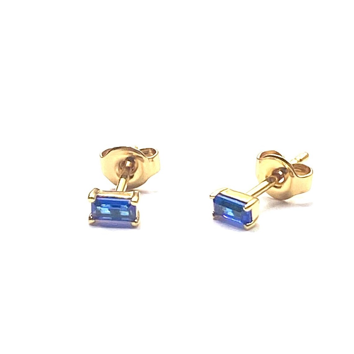 925 Sterling Silver tanzanite baguette Cut Blue Diamond Fine Jewelry Post Earrings