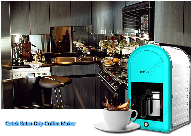 Cotek retro design coffee maker/ Stainless steel electric coffee maker ErP function with CE, CB, GS, ROHS, EMC, LFGB