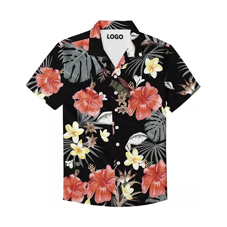 2022 flannel short sleeve sublimation custom cotton hawaiian shirt