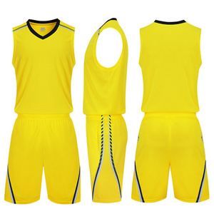 Breathable yellow japan Embroidery Digital sportswear Reversible Mesh fabric basketball jersey uniform