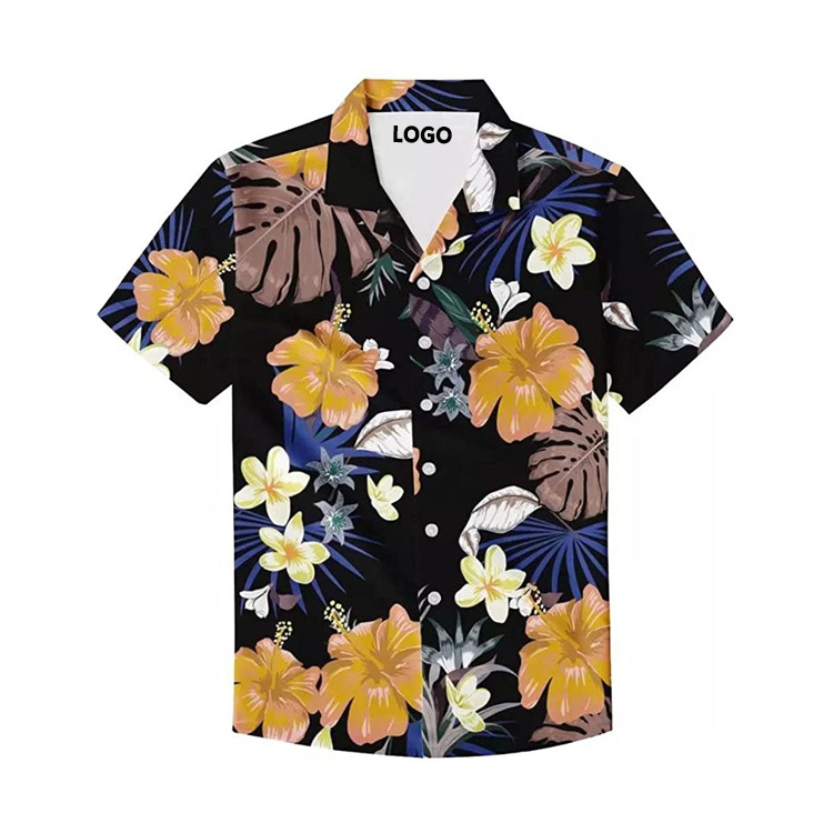 2022 flannel short sleeve sublimation custom cotton hawaiian shirt