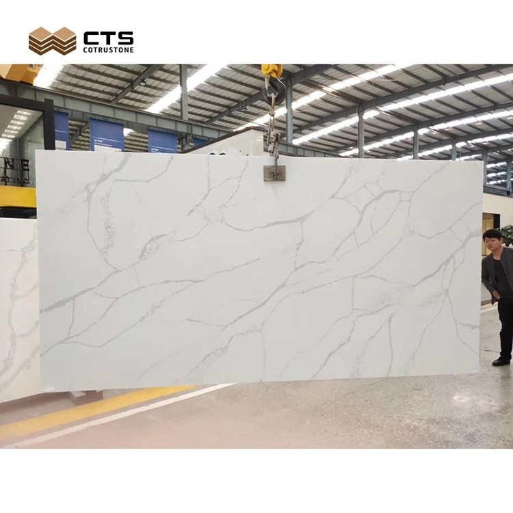 Cheap M2 Price Resin Epoxy Polished Surface Carrera White Panel Quartz Stone Sheets Tiles For Floor