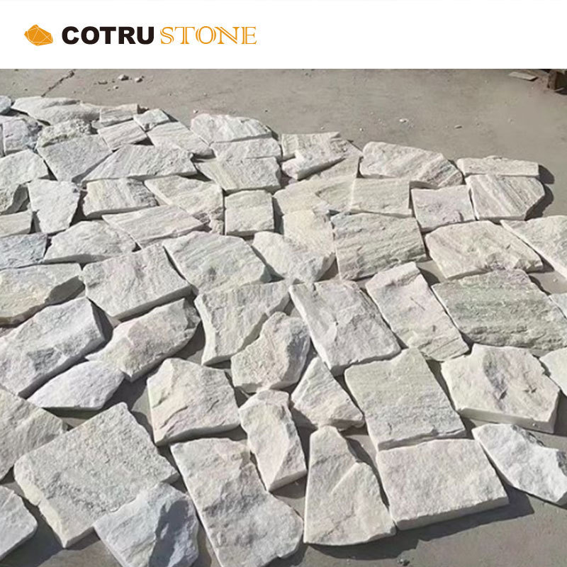 Exterior Natural Slate Culture Stone  White Crystal Quartzite Cladding Stack Stone Panel For Wall Decoration Face Natural