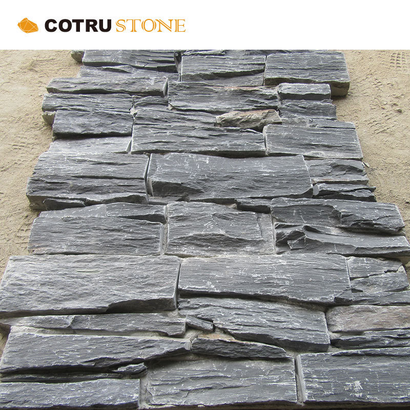 Exterior Wall Veneer Panels Natural Slate Tiles Wall Cladding Culture Stone Black Slate Stone For Exterior Wall House Decor