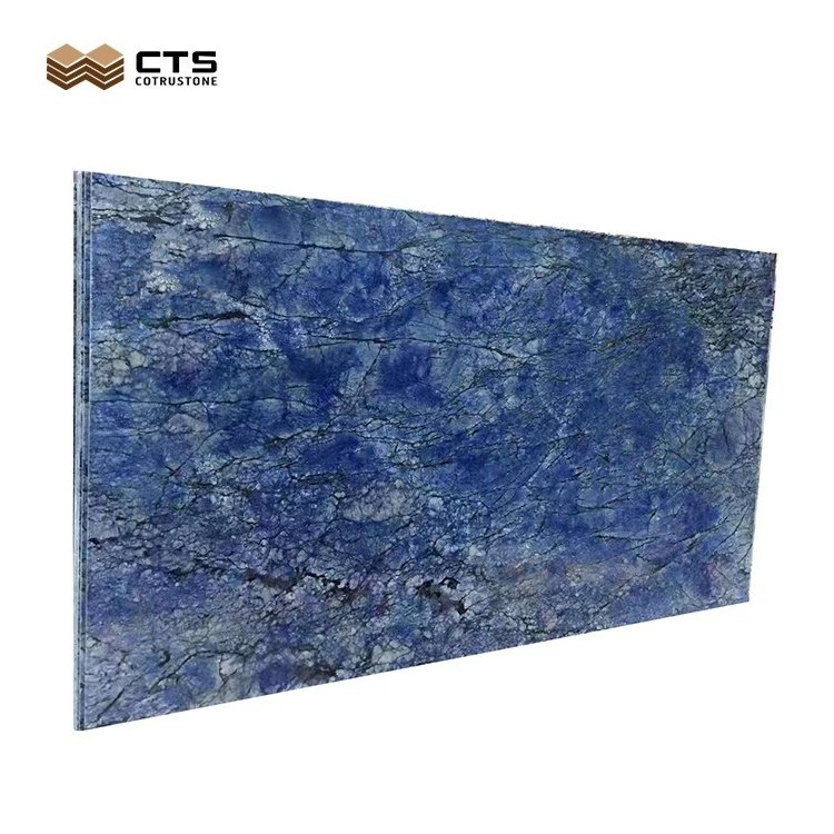 Reception Desk Back Ground Dark Blue Agate Stone Wall Panel