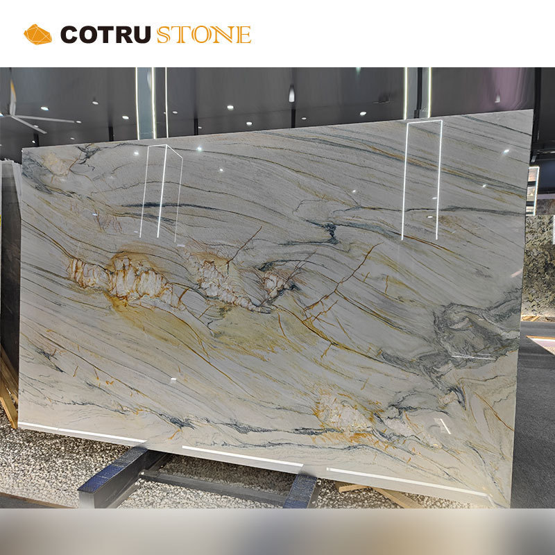 High Quality Modern Natural Stone Slabs Interior tile Stone Slab brazil quartzite Fusion Beige marble decor stone Countertops