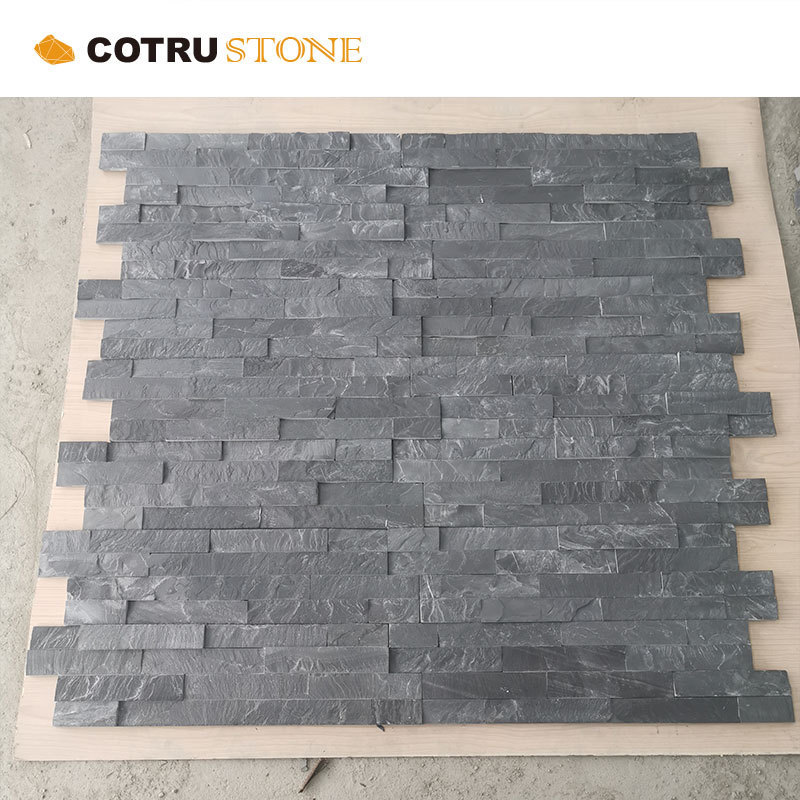 Suitable Price Irregular Honed Surface Black cultured stone outdoor slate loose stone exterior wall cladding panels tiles