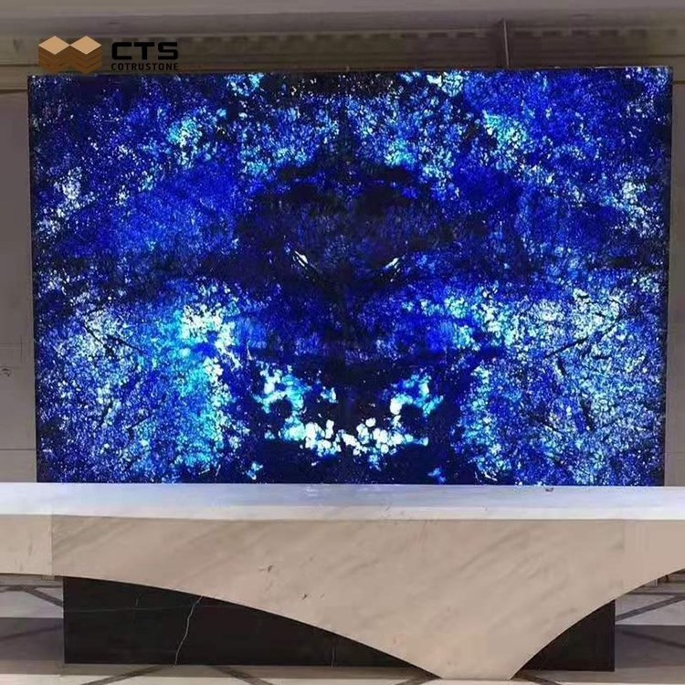 Architectural Interior Design Blue Agate Wall Panel Large Nature Stone Onyx Slab