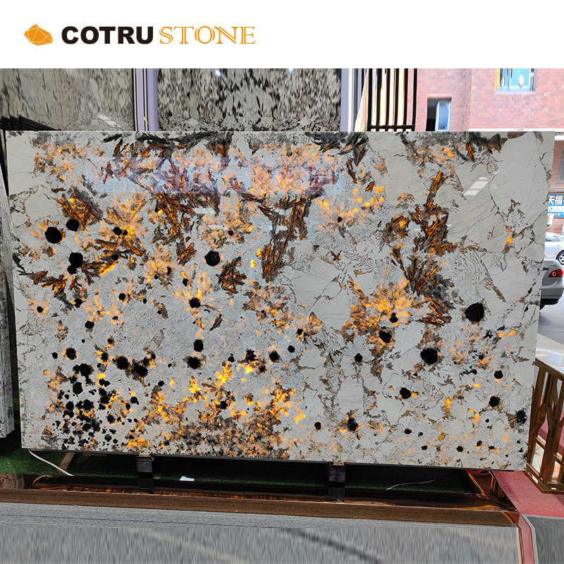 Custom Luxury Natural Stone Decor Slabs Everest White Granite Peacock For Indoor Wall Decoration Panel And Tiles Stone Veneer