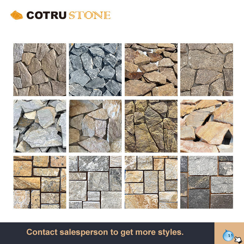 Decorative Wall Panels Slate Ledge Stone Natural Loose Flagstone Culture Rusty Yellow Golden Culture Stone For Outdoor